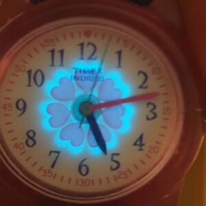 🦋10/$20🦋 Timex Time Machine Pink/Blue Nylon Hearts Girl's Watch